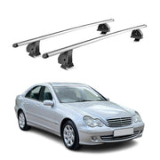 Barres de toit transversales Alu pour Mercedes Classe C W203 2001-2007 Gris 2Pcs