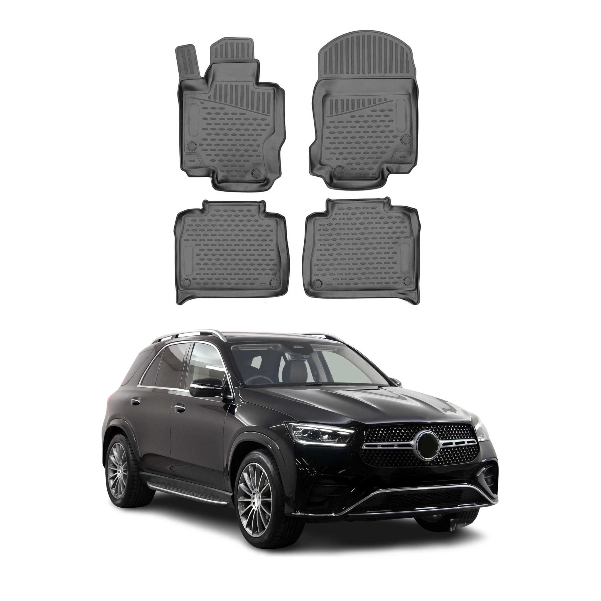 OMAC Tapis de sol pour Mercedes GLE V167 2019-2024 en caoutchouc Noir
