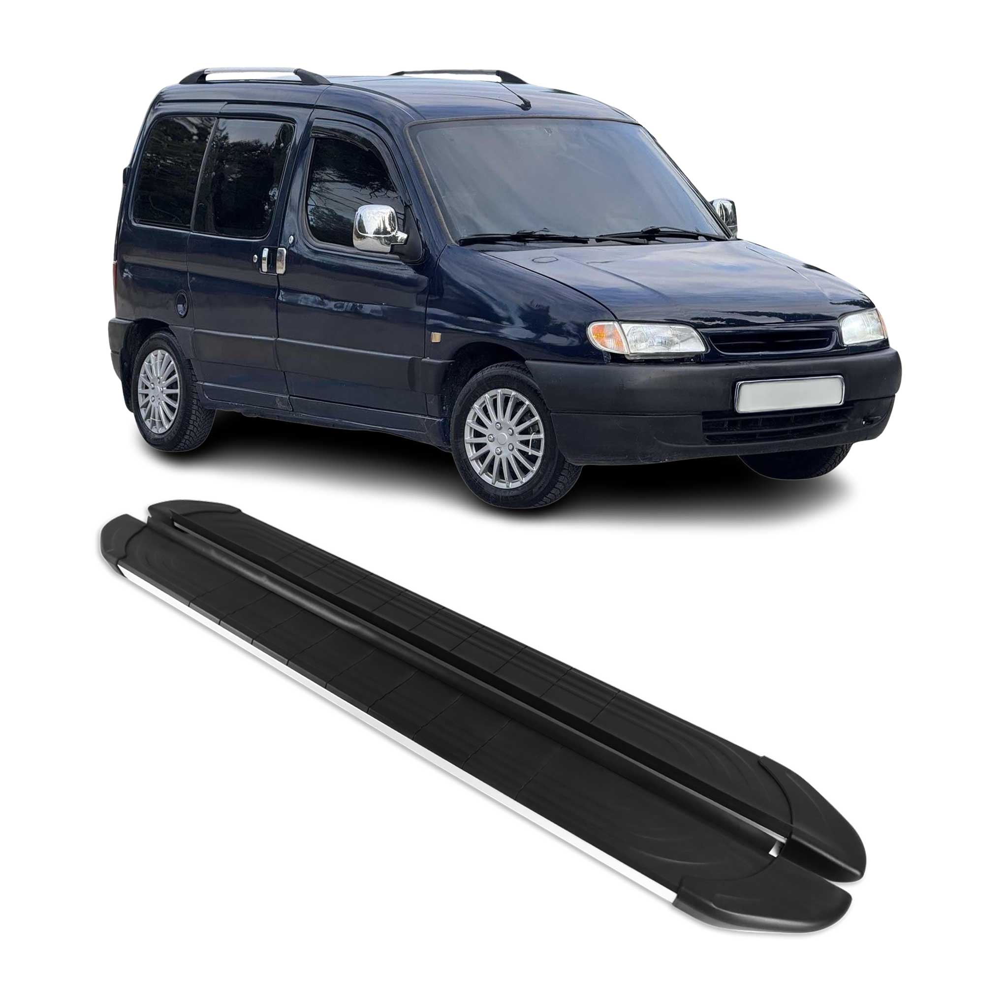 Marchepieds Latéraux pédale pour Citroen Berlingo 1996-08 L1 Alu Gris Noir 2Pcs
