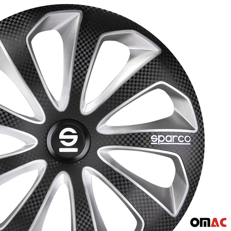SPARCO Jeu Enjoliveurs de Roues 16 Pouces Noir Carbone