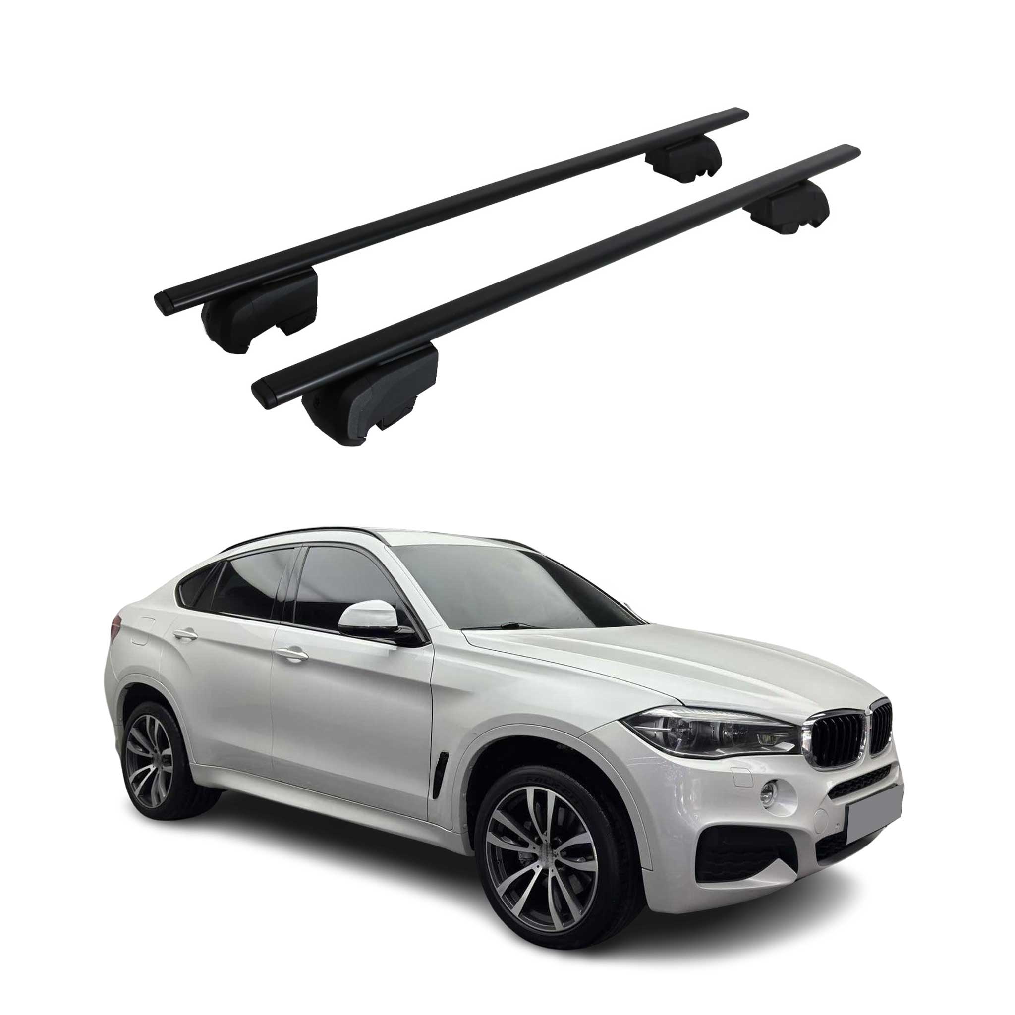 Barres de toit transversales pour BMW X6 F16 F86 2014-2019 Fer Noir 2Pcs