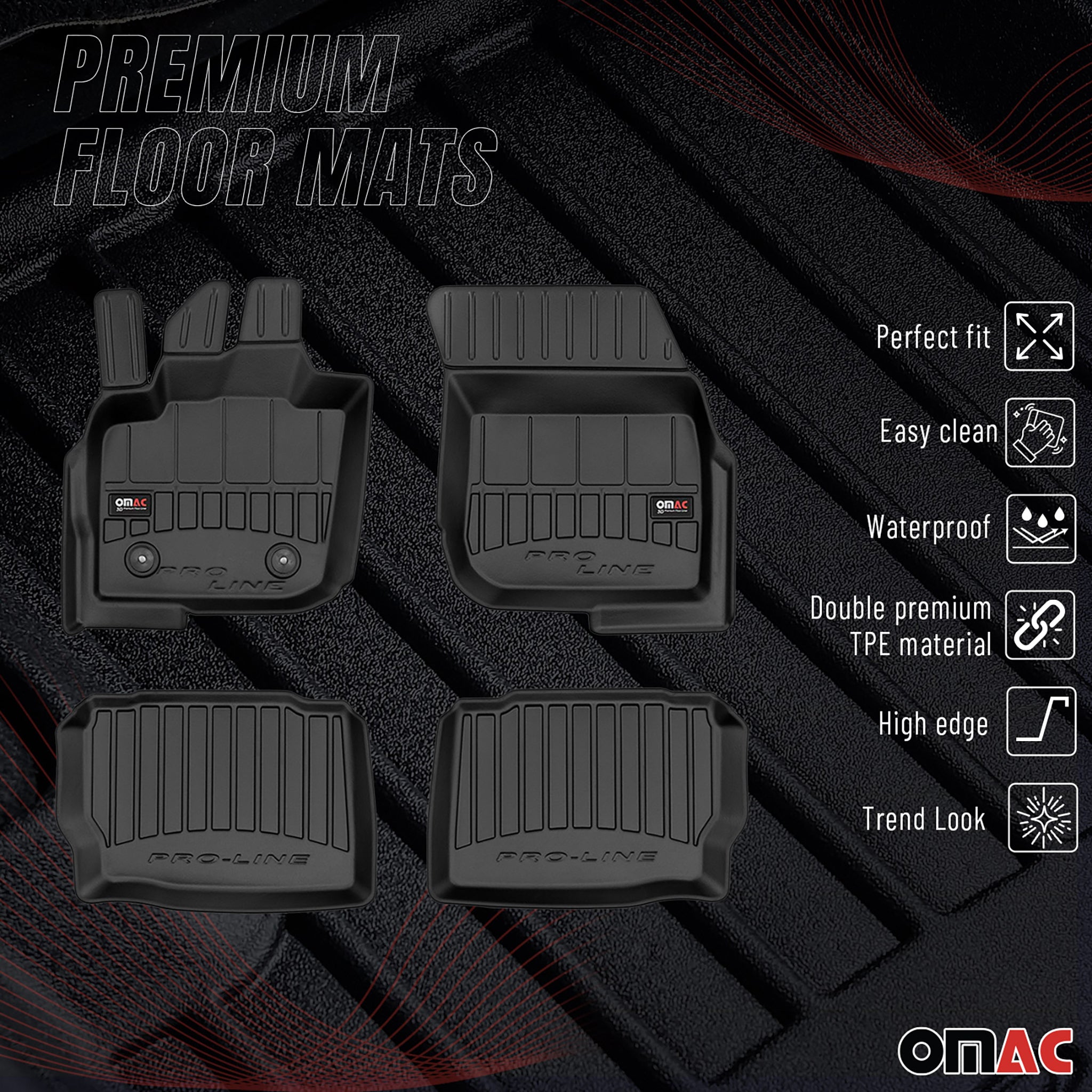 Tapis de Sol Voiture pour Ford Mondeo mk5 2014-2022 PE Noir