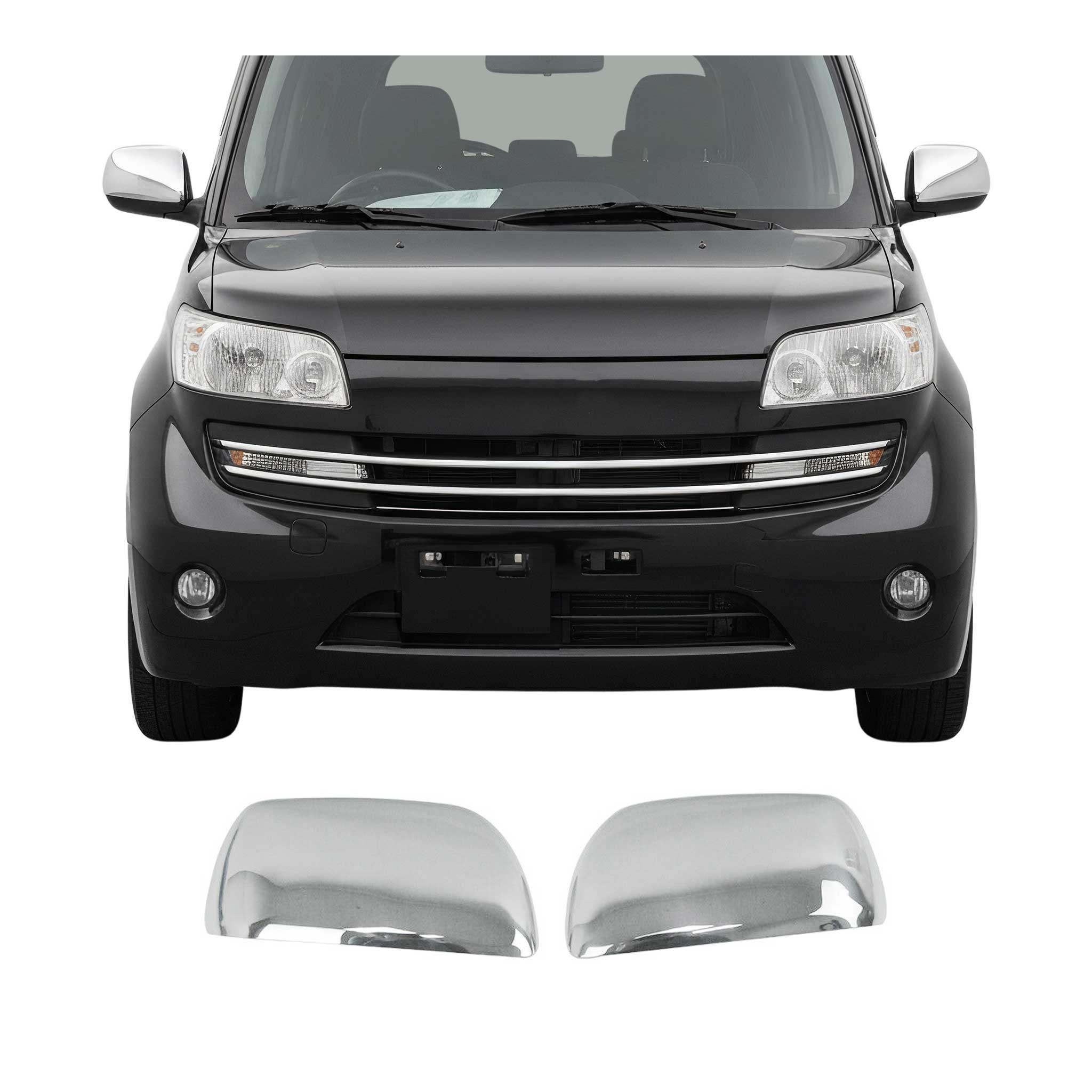 Coques de Rétroviseurs pour Daihatsu Materia 2006-2012 en Acier Chromé Argent