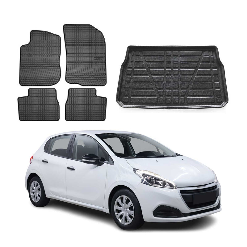Kit Tapis de sol et coffre pour Peugeot 208 2012-2019 TPE Noir