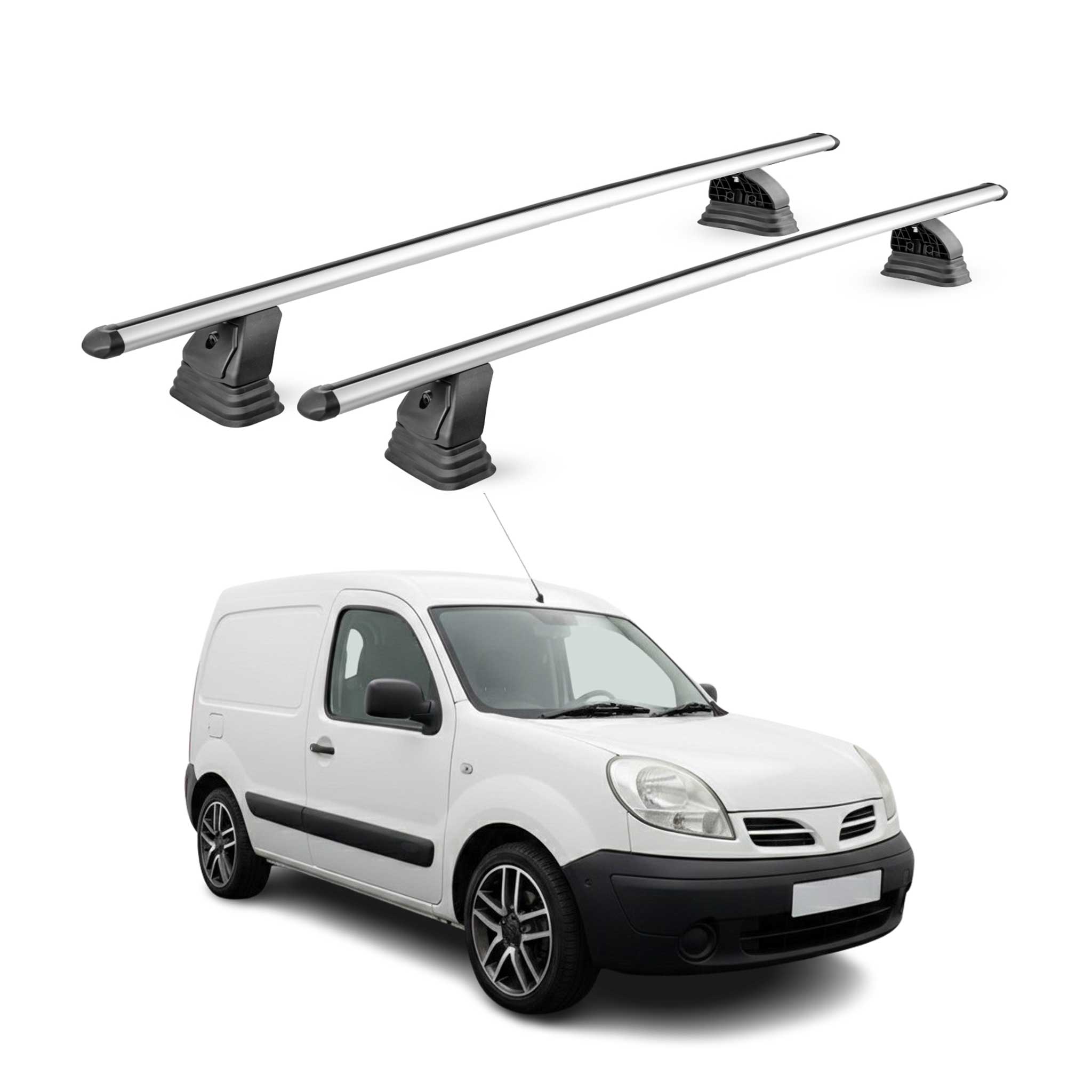 Barres de toit transversales Alu pour Nissan Kubistar 2003-2009 TÜV Gris 2Pcs