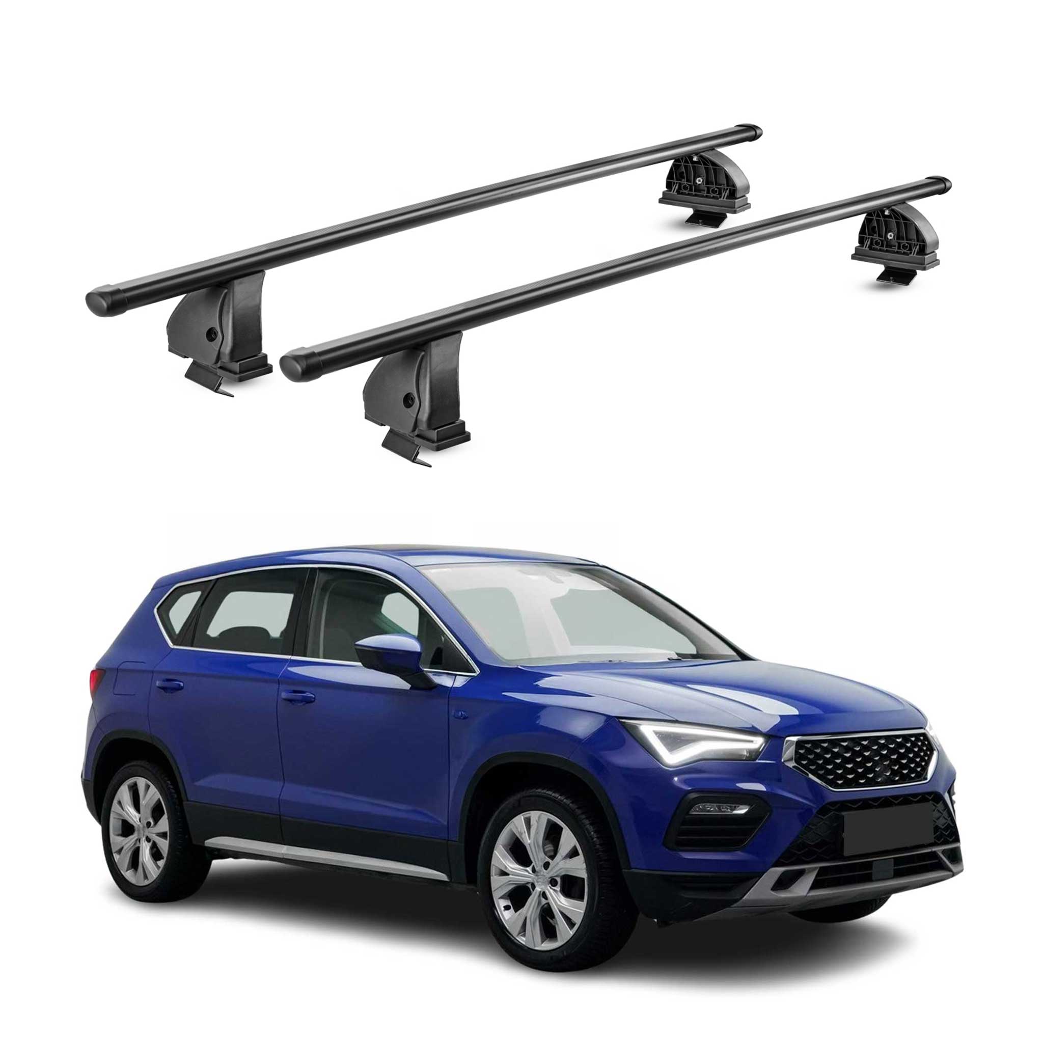 Barres de toit transversales acier pour Seat Ateca 2016-2026 TÜV 75 kg Noir 2Pcs