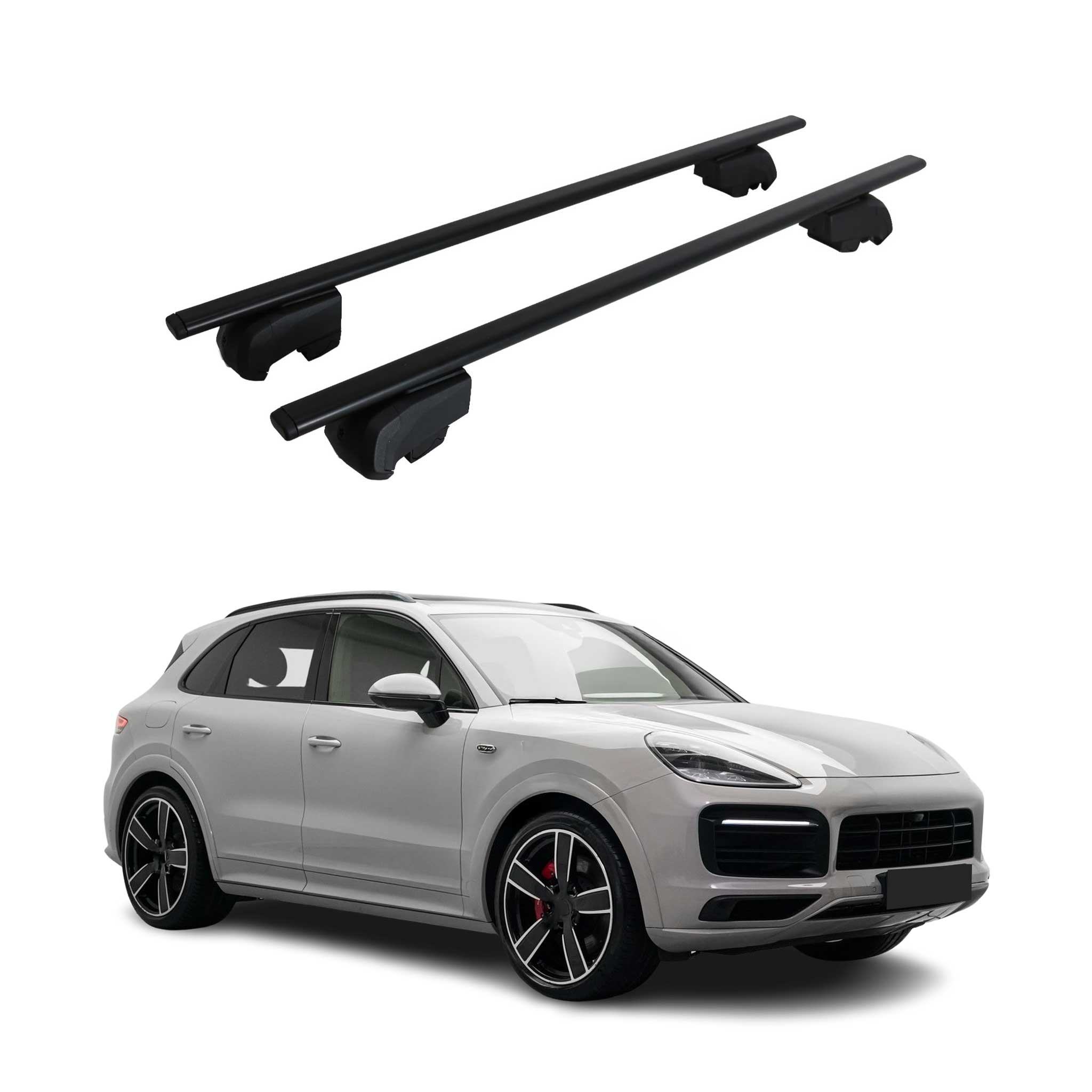 Barres de toit Transversales pour Porsche Cayenne 2019-2026 ABE Fer Noir 2x