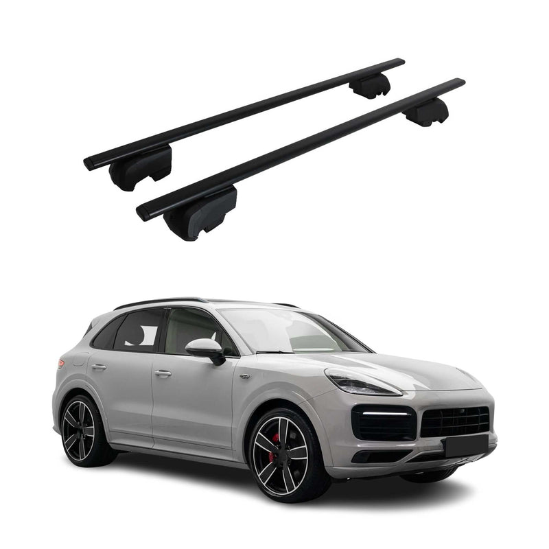 Barres de toit Transversales pour Porsche Cayenne 2018-2023 ABE Fer Noir 2x
