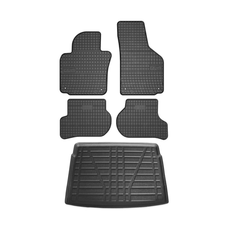 Kit Tapis de sol et coffre pour VW Golf V 2003-2009 HB TPE Noir