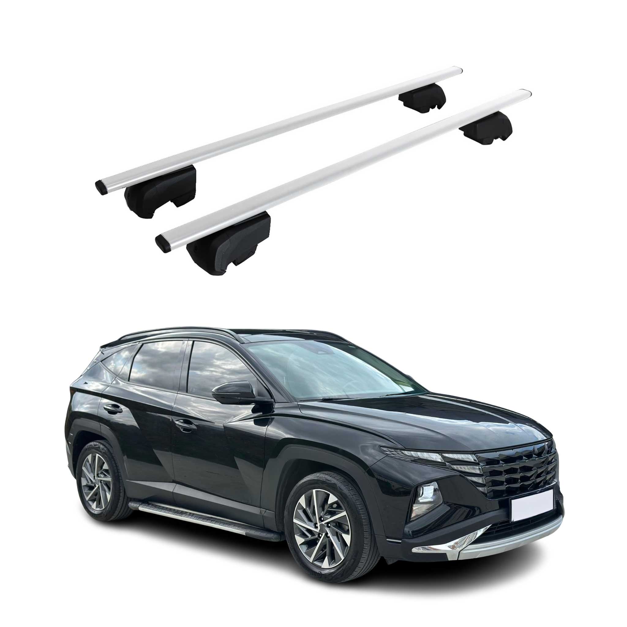 Barres de toit Transversales pour Hyundai Tucson 2022-2026 Fer Argent ABE