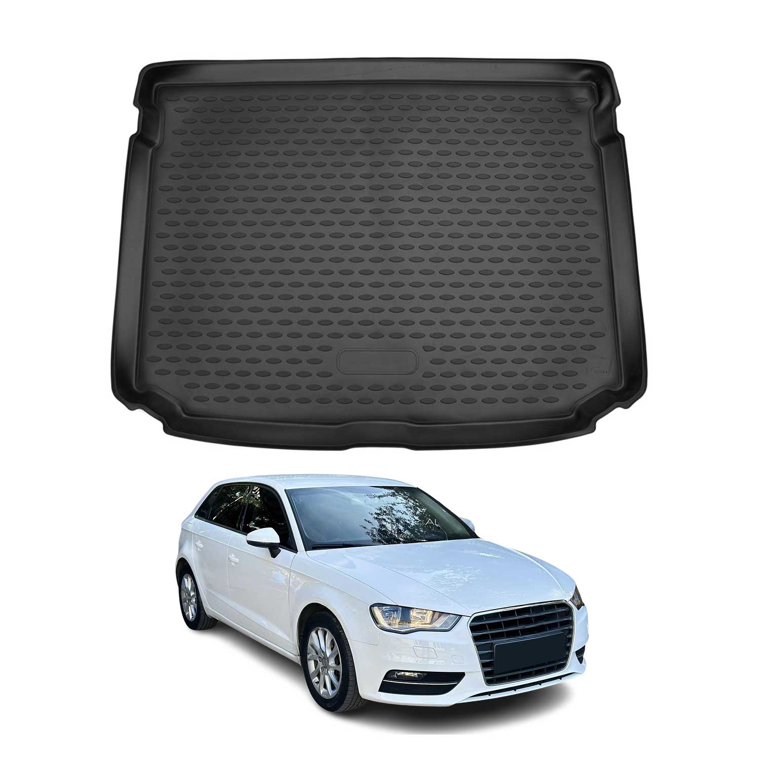 OMAC Tapis de coffre pour Audi A3 8V Sportback 2012-2020 caoutchouc TPE Noir