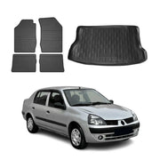 Kit Tapis de sol et coffre pour Renault Clio II 1999-2006 HB TPE Noir