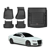 OMAC Kit Tapis de sol et coffre pour Audi A5 8T3 Coupé 2007-2016 Premium Noir