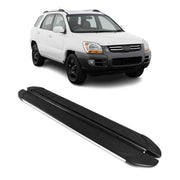 Marchepieds Latéraux pour Kia Sportage 2004-2010 Aluminium Gris Noir 2Pcs