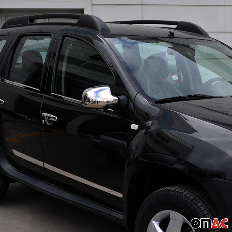 Coques de Rétroviseurs pour Dacia Sandero I II 2008-2020 en Acier Chromé Argent