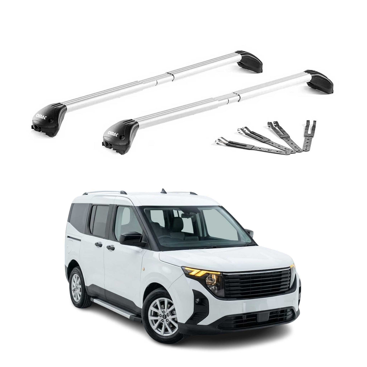 Barres de toit pour Ford Tourneo Courier II 2023-2026 Gris Argenté Aluminium ABE