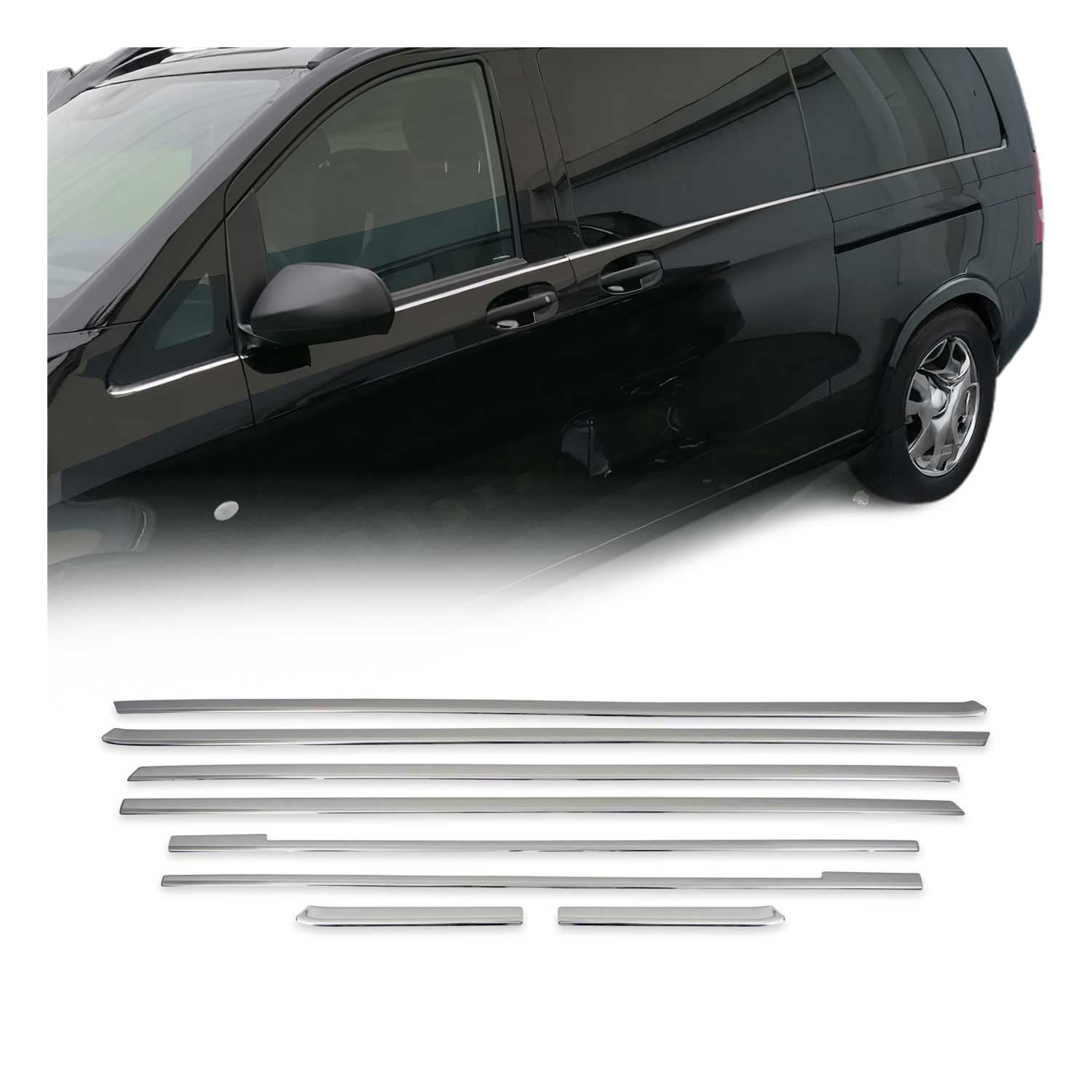 Garniture de Fenêtre pour Mercedes Vito W447 L3 2014-2026 Acier Inox 8Pcs