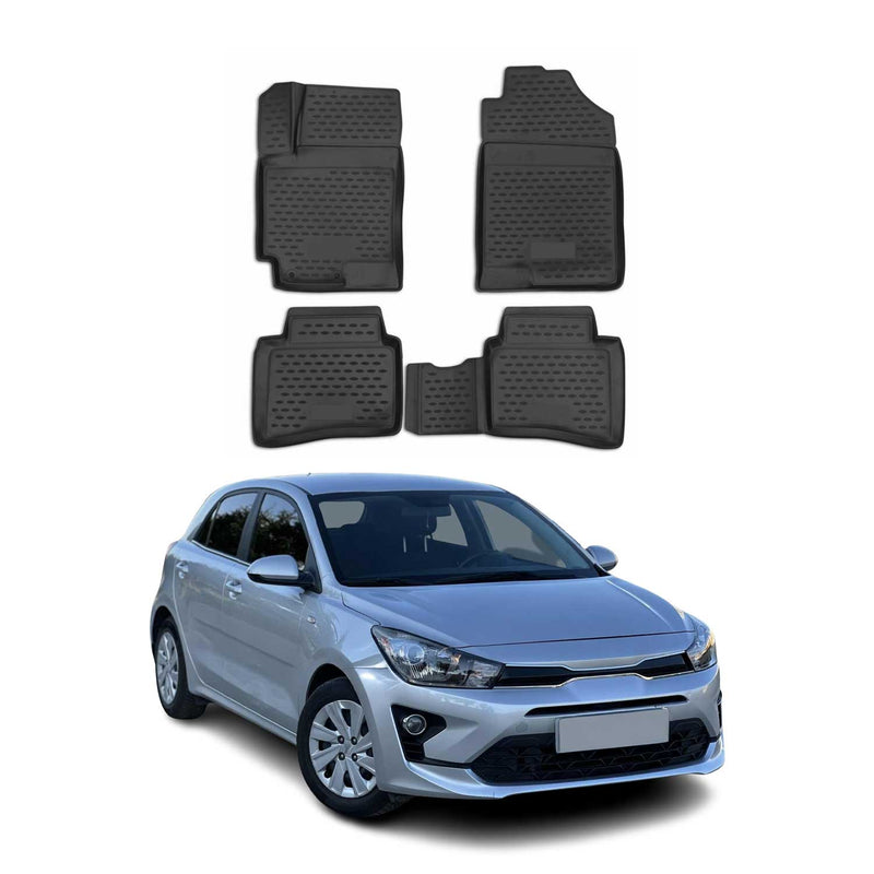 OMAC Tapis de sol pour KIA Rio 2017-2024 en caoutchouc Noir