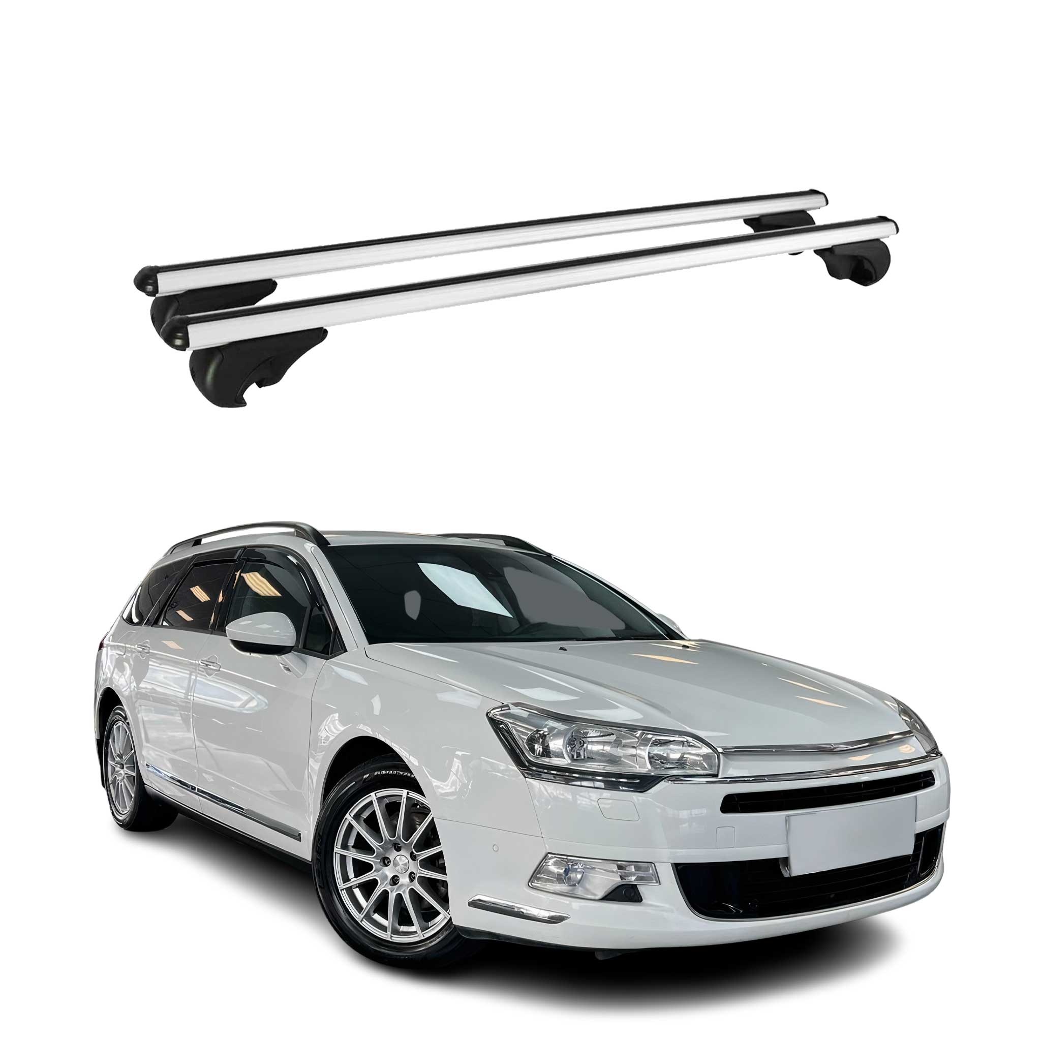 Barres de toit Transversales pour Citroen C5 2008-2017 Break Aluminium Argent