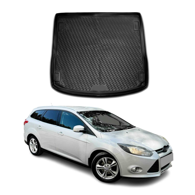 Tapis de Coffre pour Ford Focus 2010-2018 Noir  en Caoutchouc TPE