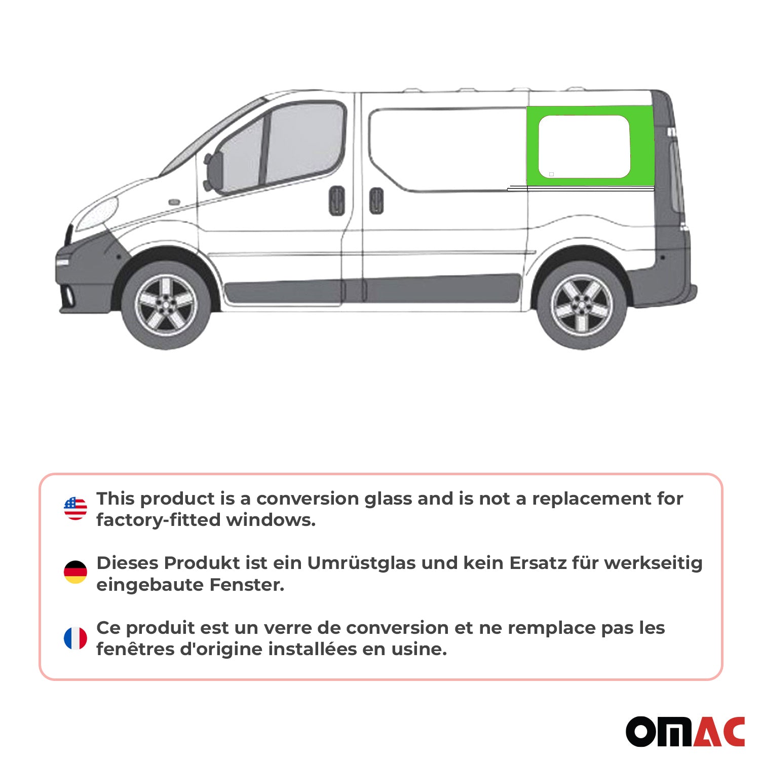 Vitre de Porte pour Renault Trafic 2001-2014 L1 Arrière Gauche Porte coulissante
