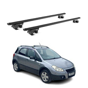 Barres de toit transversales ABE pour Fiat Sedici 2005-2014 Aluminium Noir 2x
