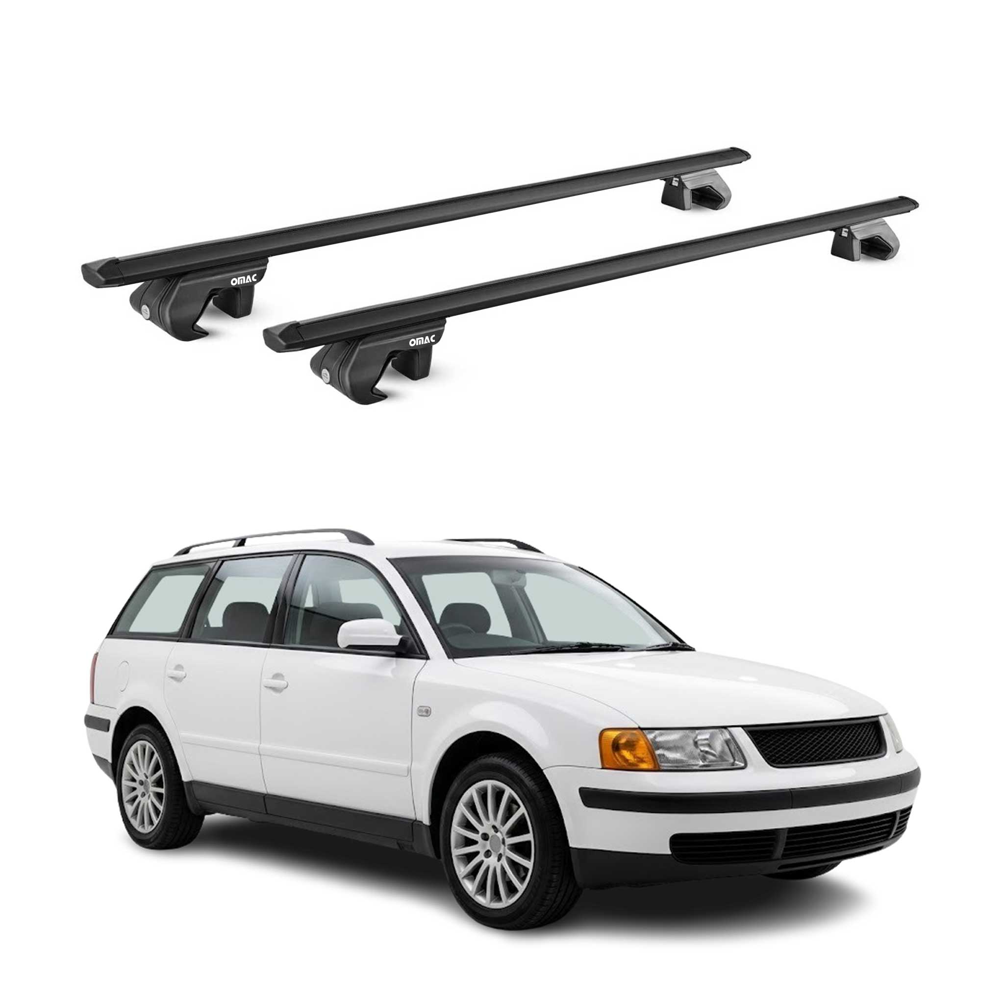 Barres de toit transversales pour VW Passat B5 Break 1996-2000 Pre-FL Noir ABE