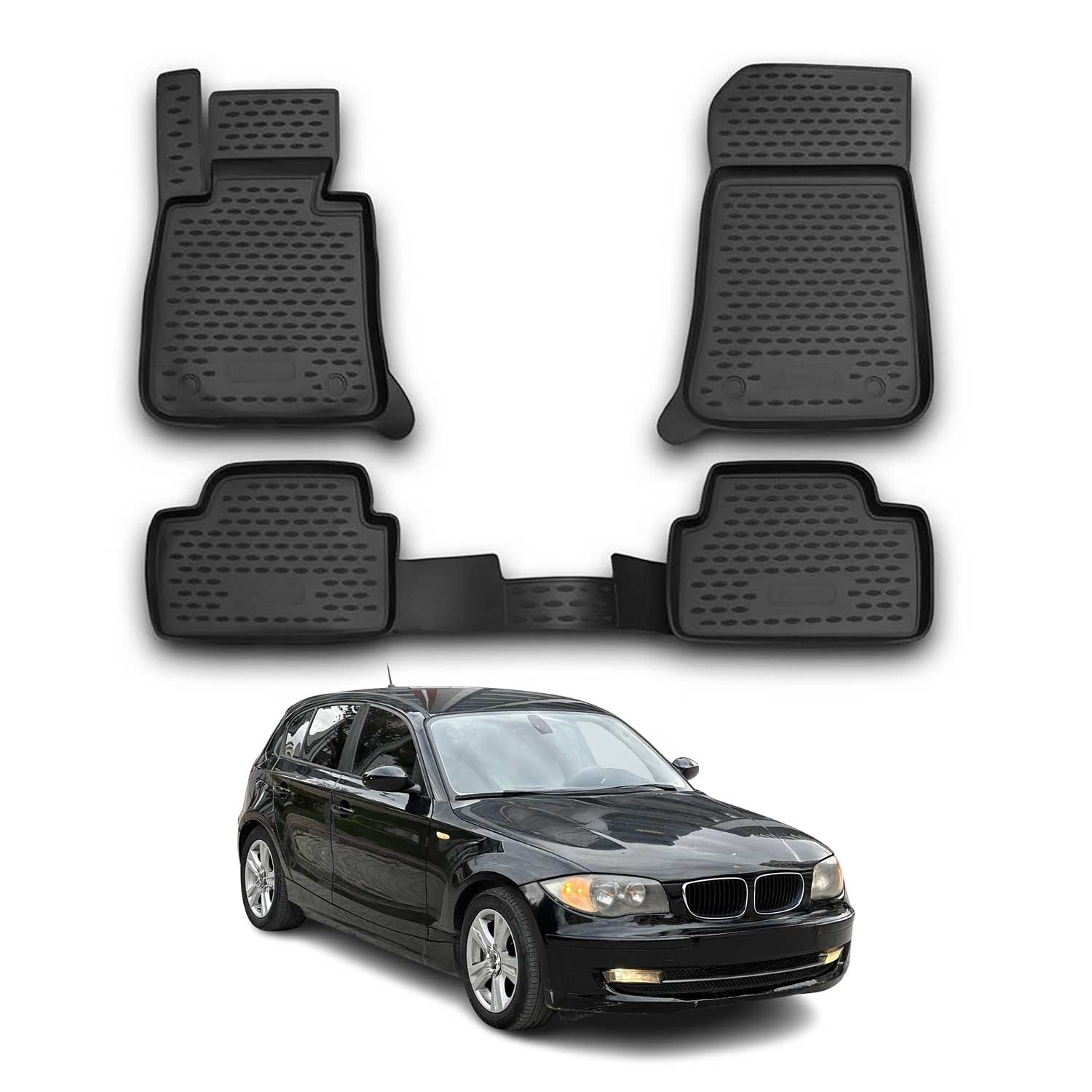 OMAC 3D Tapis de sol pour BMW Série 1 E87 5Portes 2004-2011 caoutchouc Noir