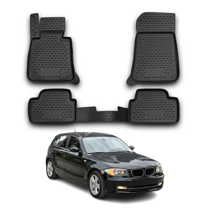 OMAC 3D Tapis de sol pour BMW Série 1 E87 5Portes 2004-2011 caoutchouc Noir