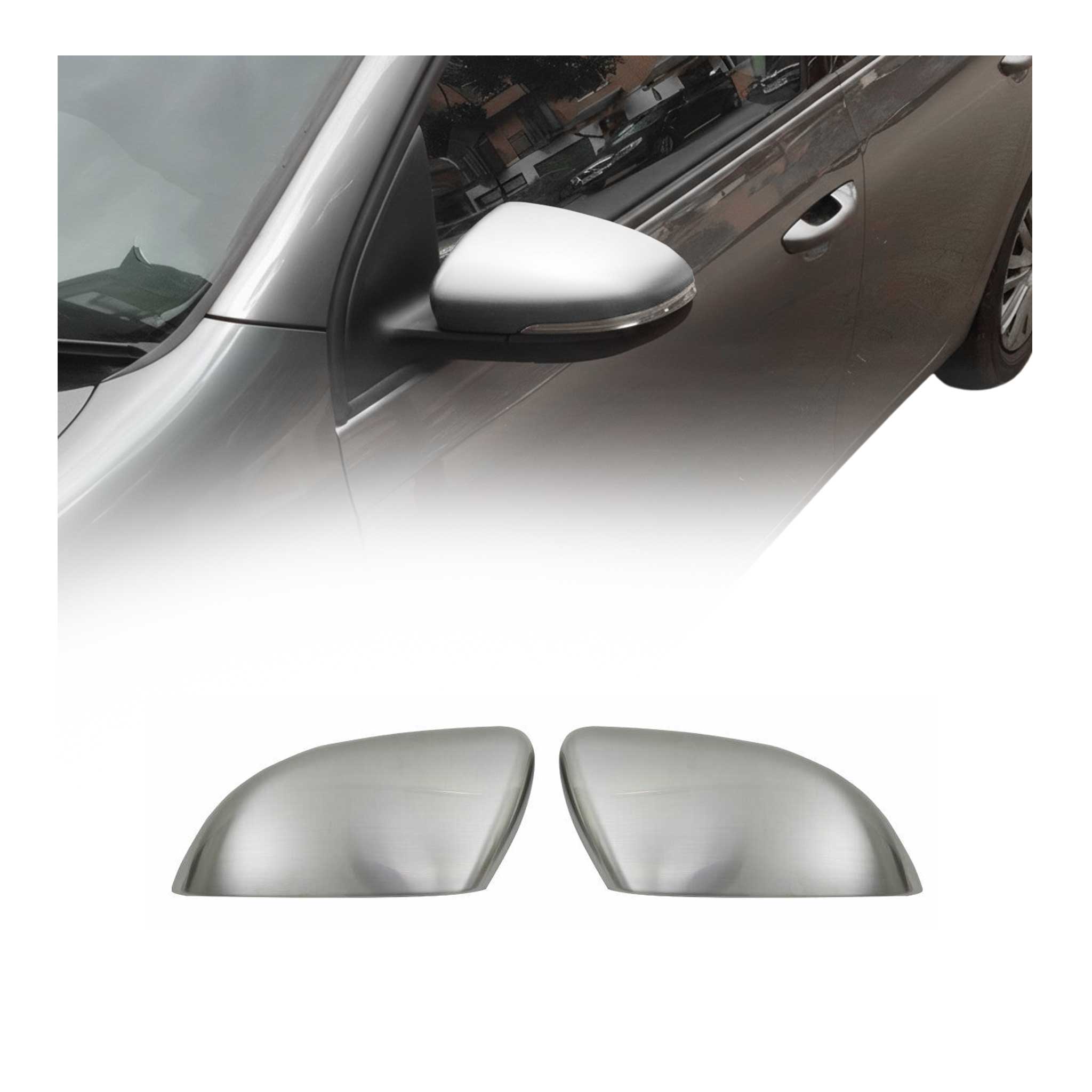 Coques de Rétroviseurs pour VW Golf VI 2008-2012 Acier Inoxy Chromé Argent