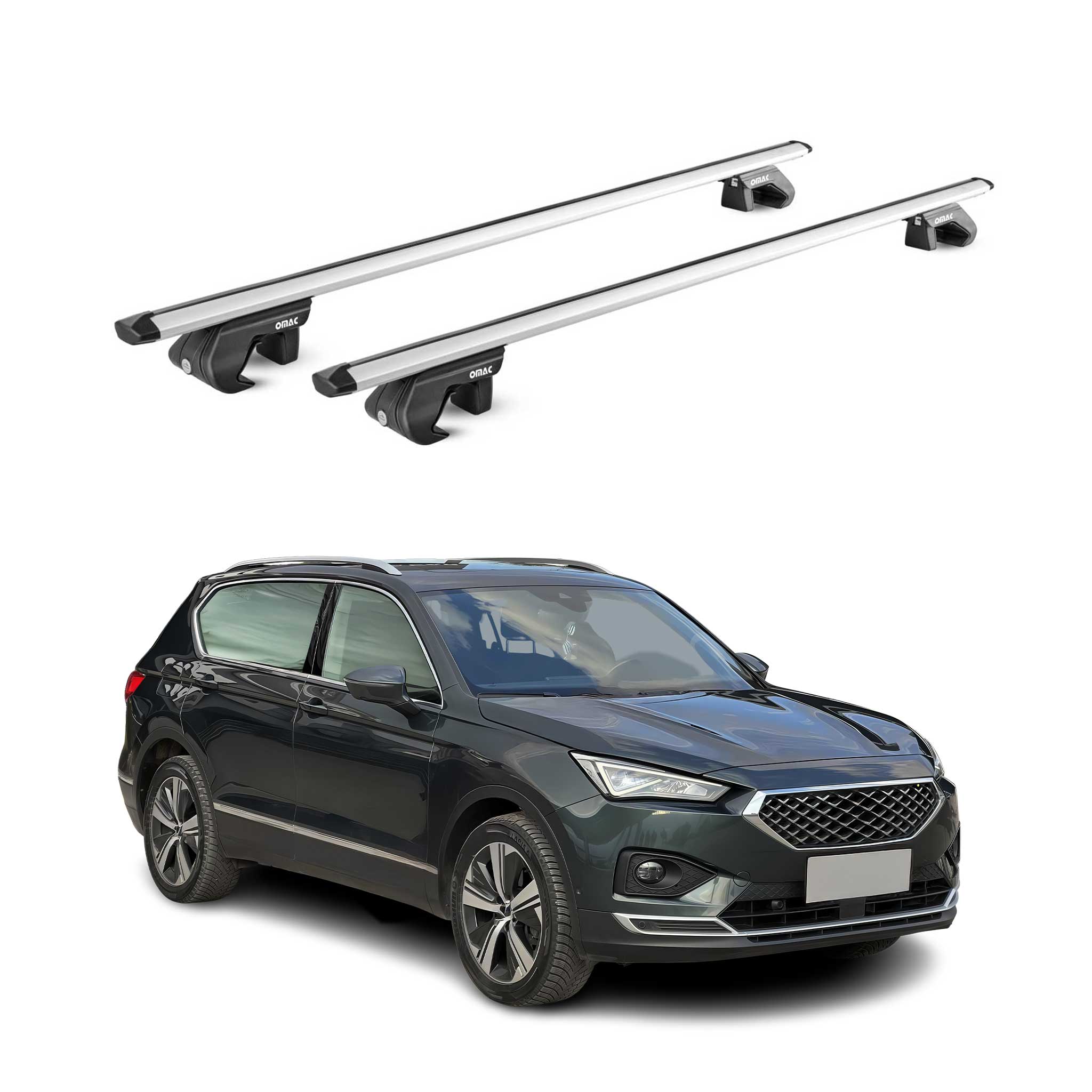 Barres de toit transversales ABE pour Seat Tarraco 2018-2024 Alu Gris 2x
