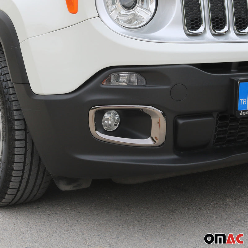 Cadres de Phares Antibrouillard Jeep Renegade SUV 2015-2019 Chromé Foncé - Noir