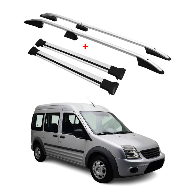 Kit Barres de toit pour Ford Connect 2014-2024 Alu Gris L1 Empattement Court 4x