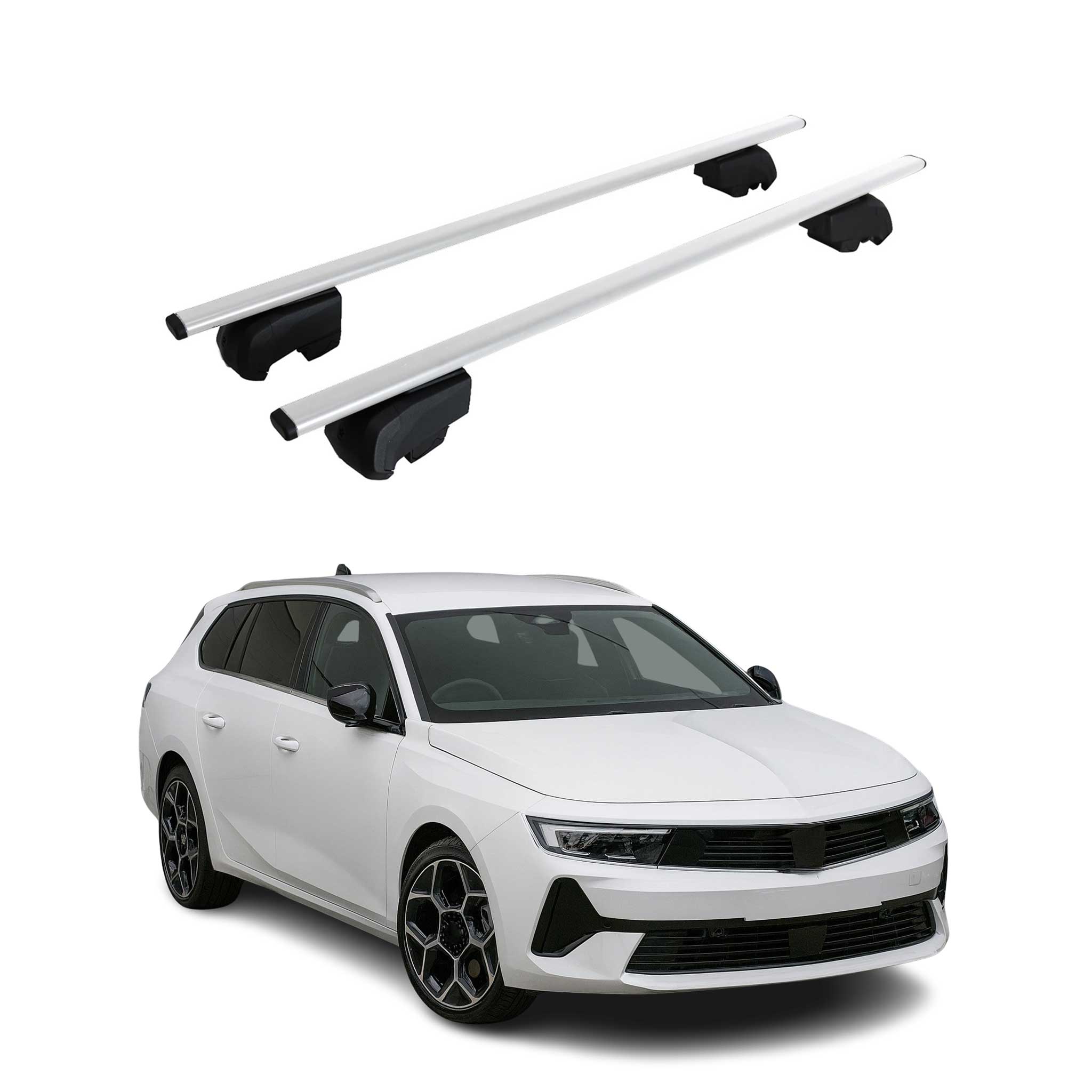 Barres de toit Transversales pour Opel Astra Sports Tourer 2021-2023 Argent ABE