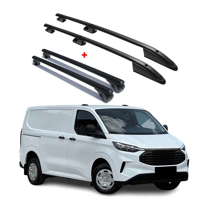 Kit Barres de toit pour Ford Transit 2014-2024 L1 Empattement Court Noir Alu 4x