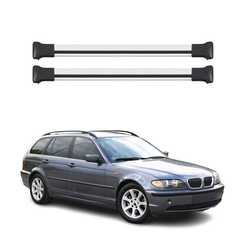 Barres de toit transversales pour BMW Série 3 E46 Break 1999-2007 Gris Aluminium