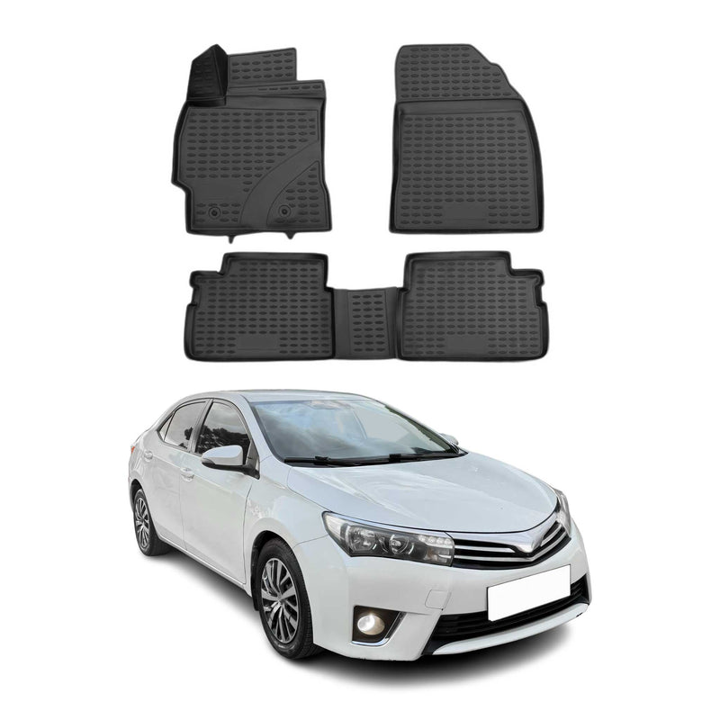 Tapis De Sol Pour Toyota Corolla Berline 2013-2019 En Caoutchouc TPE Noir 4Pcs