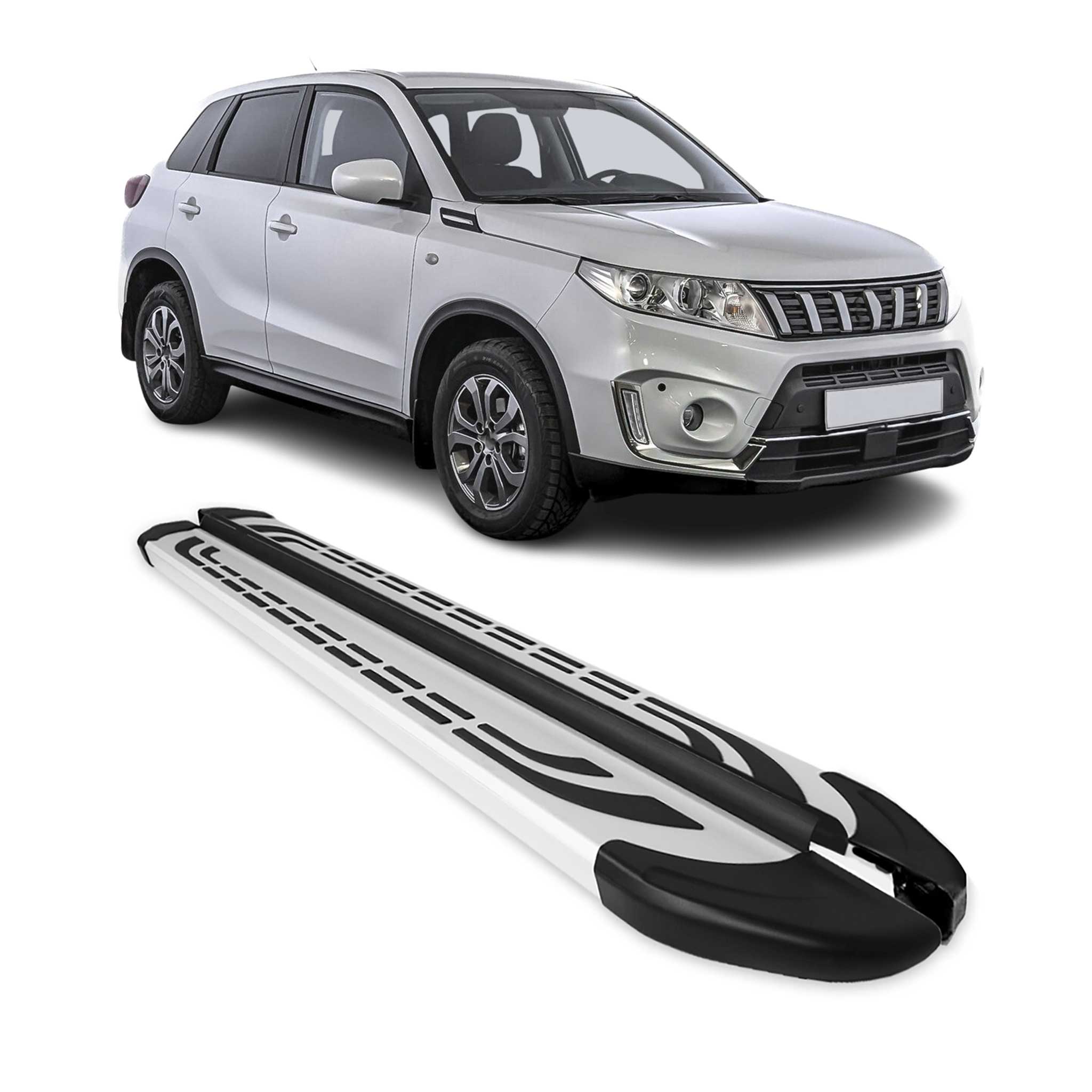 Marchepieds Latéraux pédale pour Suzuki Vitara 2015-2026 Aluminium Gris 2Pcs