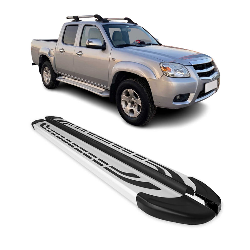 Marchepieds Latéraux pédale pour Mazda BT-50 Double Cab 2012-2020 Alu Gris 2Pcs