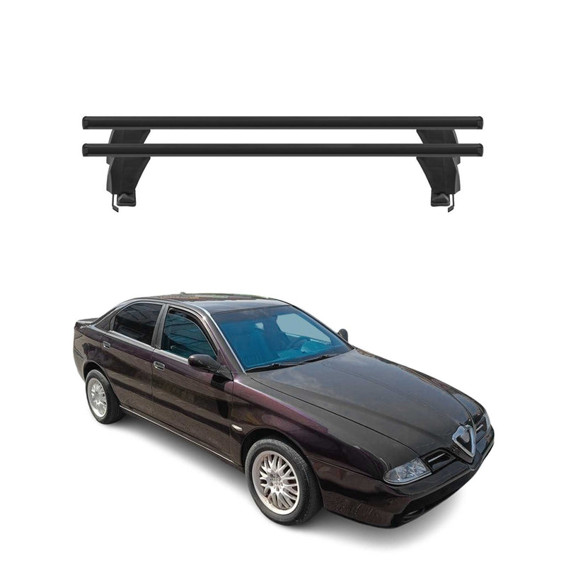 Menabo Barres de toit transversales pour Alfa Romeo 166 1998-2007 Alu Noir ABE