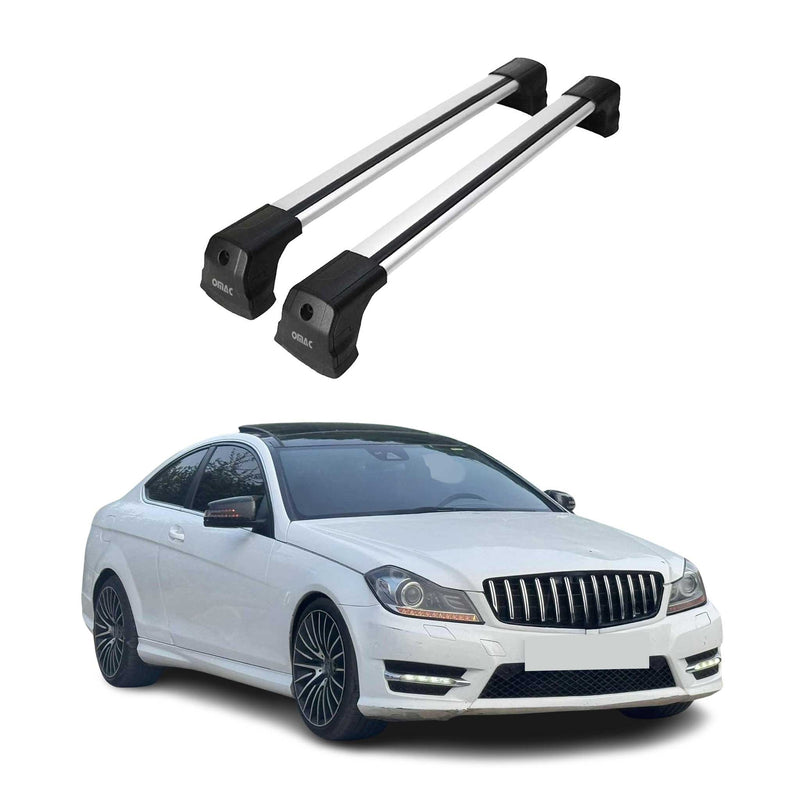 Barres de toit transversales pour Mercedes Classe C C204 Coupe 2011-14 Alu Gris