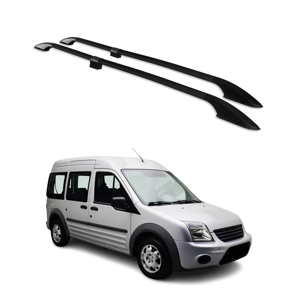 Barres de toit longitudinales pour Ford Connect 2002-2013 L2 Aluminium Noir