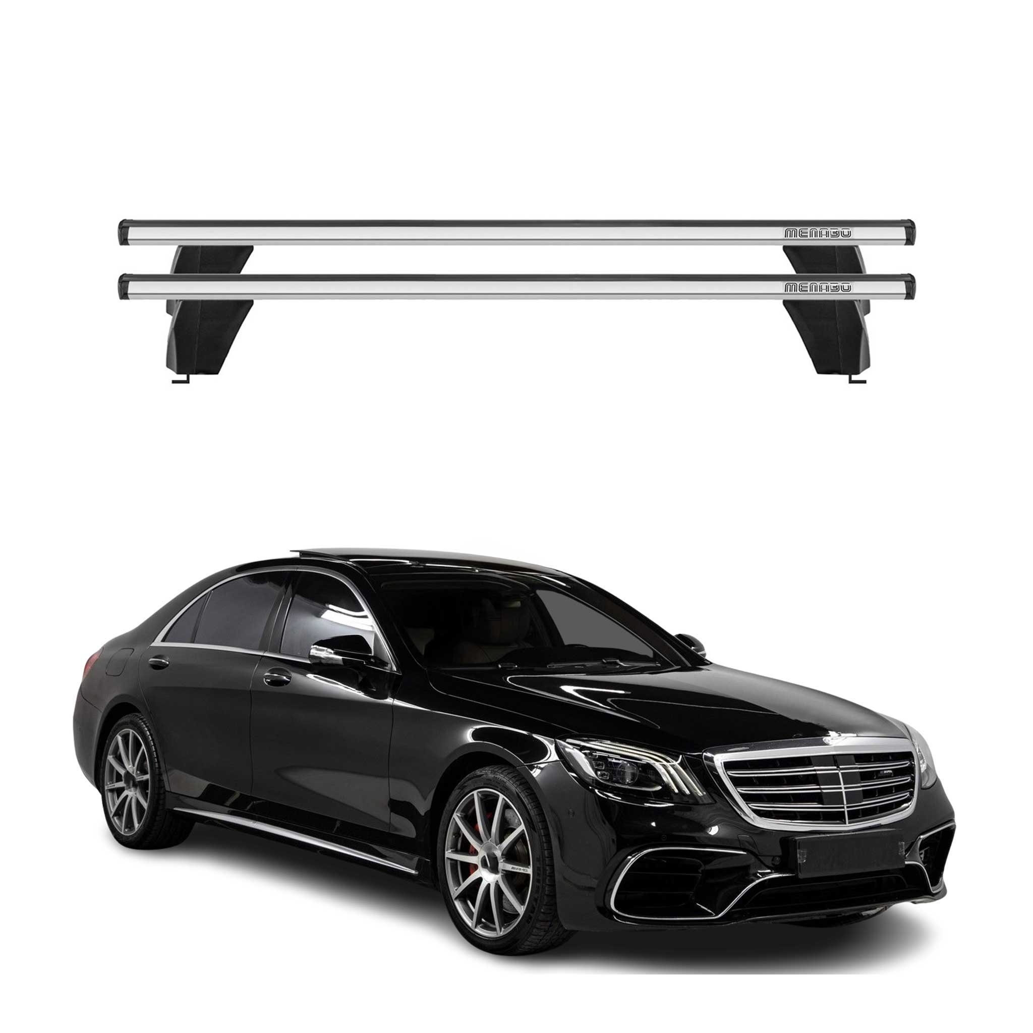 Menabo Barres de toit Transversales pour Mercedes S W222 2014-2020 Alu Gris ABE