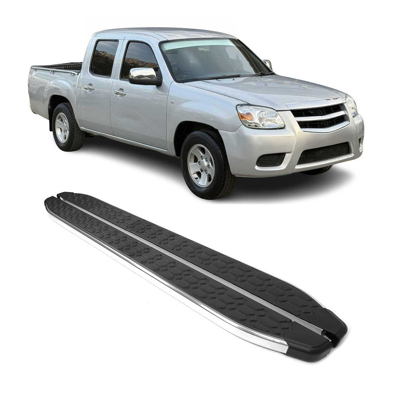 Marchepieds Latéraux pour Mazda BT-50 Double Cab 2012-2020 inox Argent Noir 2Pcs