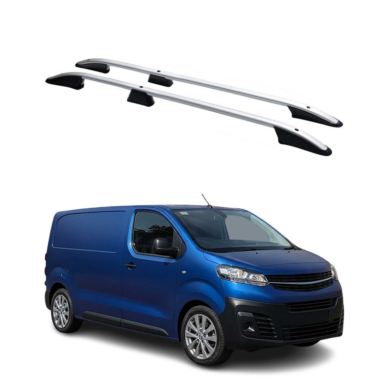 Barres de toit longitudinales pour Opel Vivaro / Zafira Life 2019-25 L2 Alu Gris