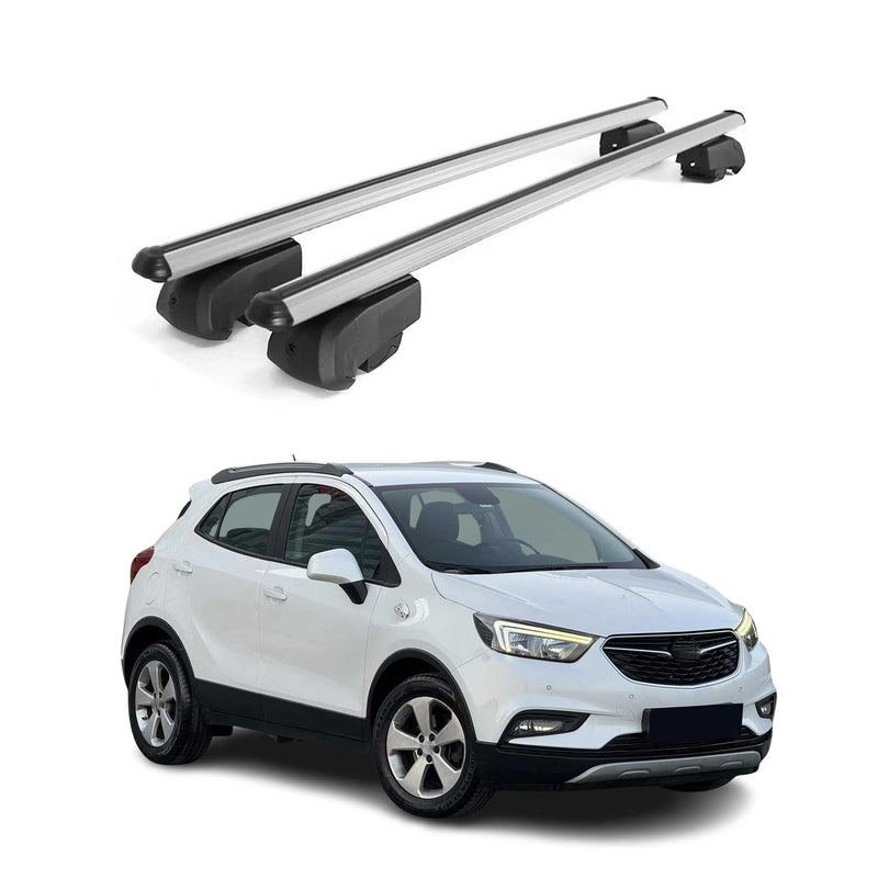 Barres de toit Transversales pour Opel Mokka X 2015-2023 ABE Aluminium Gris