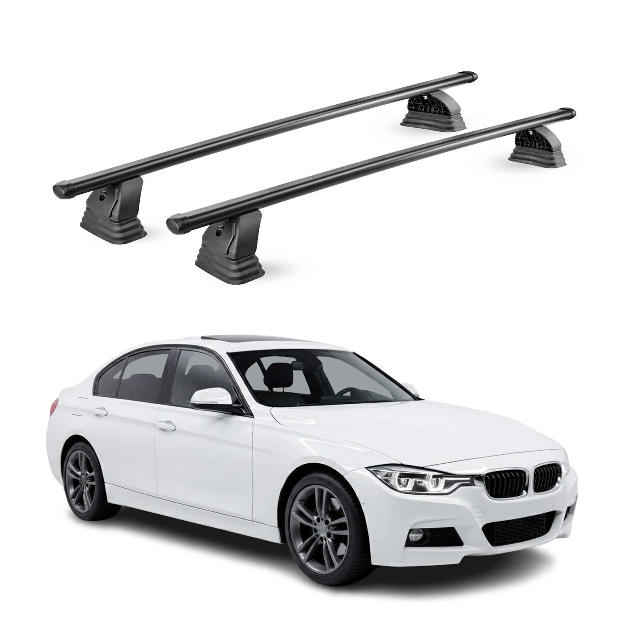 Barres de toit transversales acier pour Bmw Serie 3 F30 Berline 2012-2019 Noir