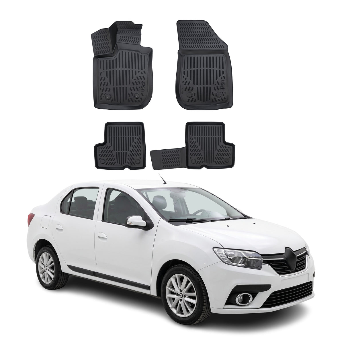 Tapis de sol pour Renault Symbol 2013-2021 Noir 3D en Caoutchouc TPE 4Pcs