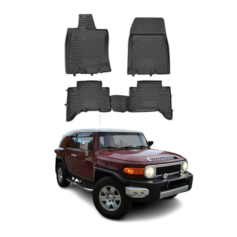 Tapis de sol pour Toyota FJ Cruiser 2007-2014 en caoutchouc TPE 3D Noir 4Pcs