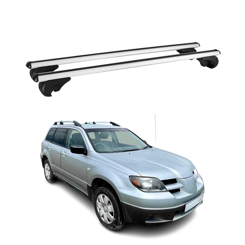 Barres de toit Transversales pour Mitsubishi Outlander 2001-2006 Alu Argent